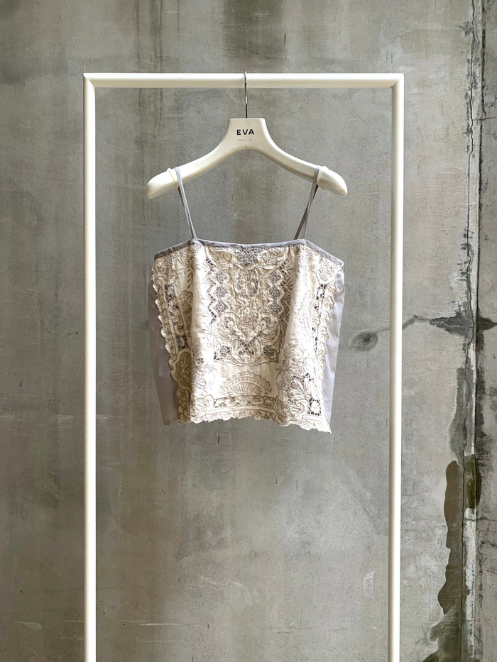 RECONSTRUCTED VINTAGE CUTWORK LACE CAMISOLE